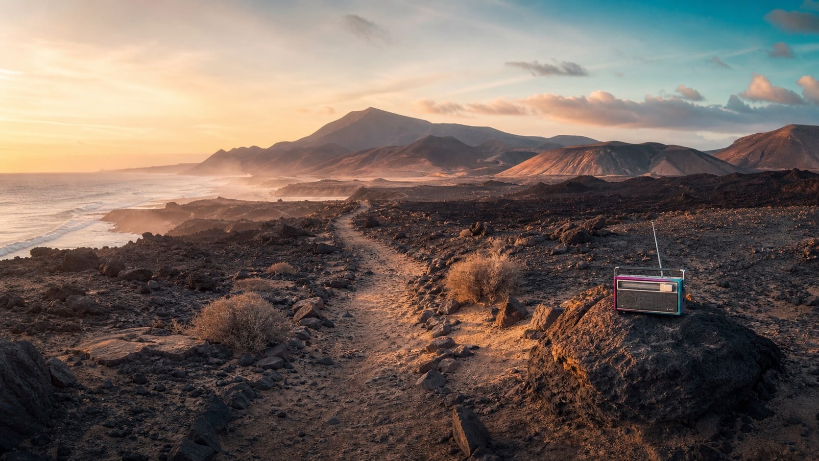Calma majorera de Tamar Melián: Fuerteventura convertida en canción 4 Paisaje volcánico de Fuerteventura al amanecer inspirado en Calma majorera de Tamar Melián