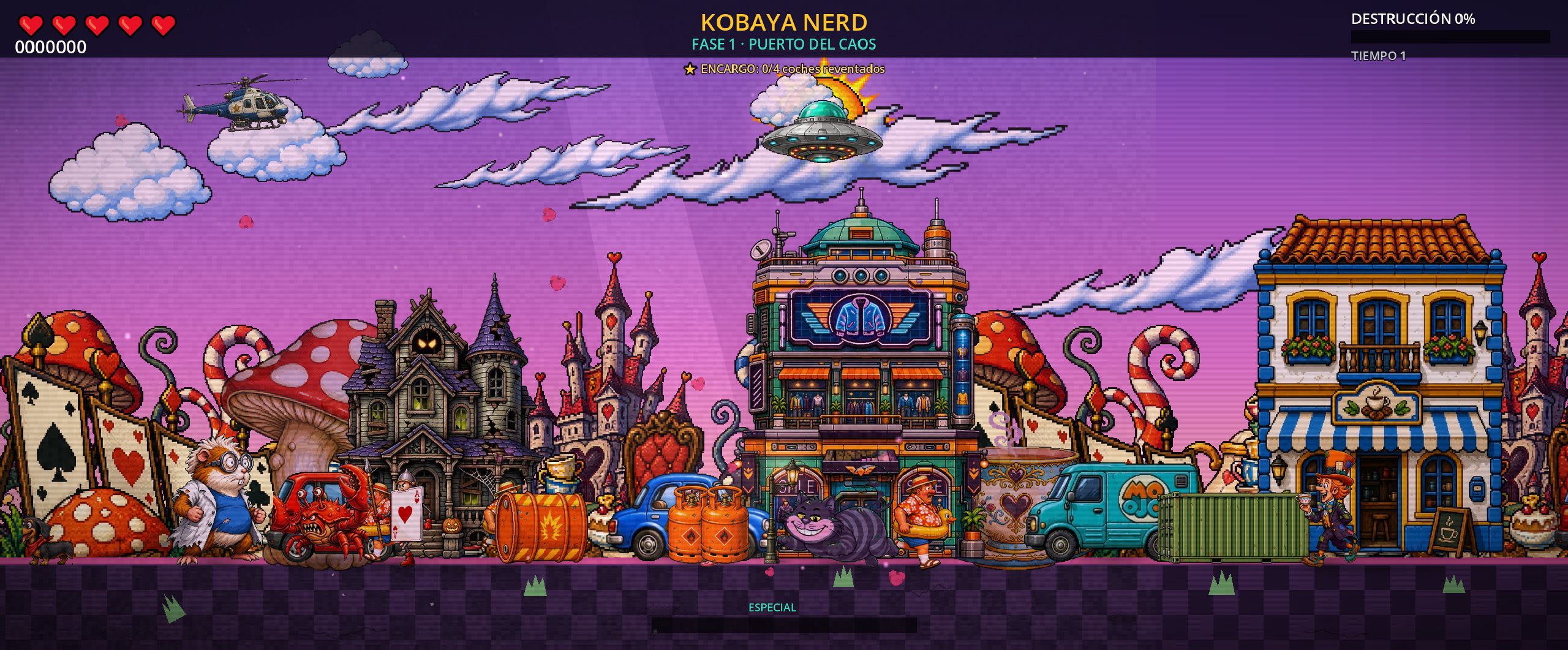 Captura de Kobaya Nerd en un escenario de maravillas surrealistas
