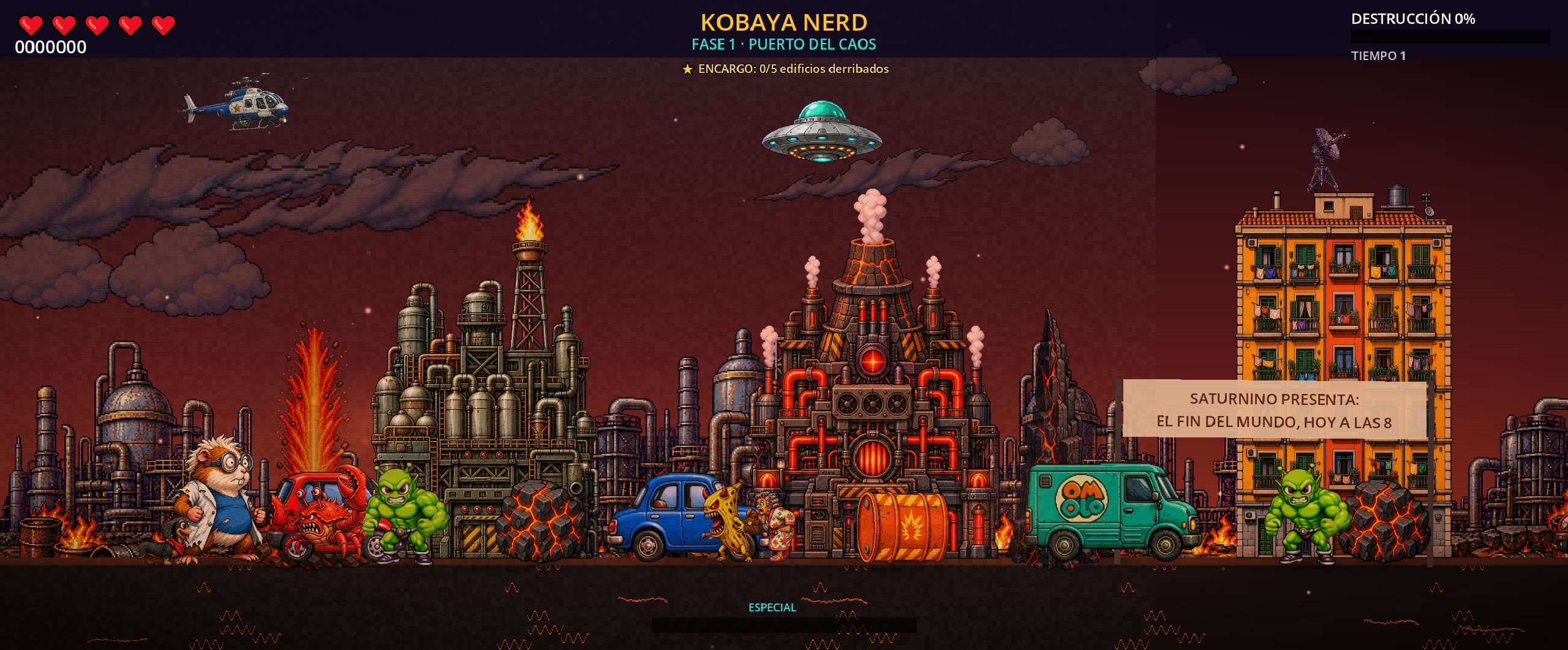Captura de Kobaya Nerd en la zona volcánica industrial