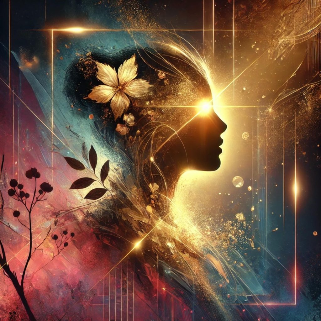 La chica de los ojos de oro: el brillo que no aceptaba ser decorado 2 Portada oficial de La chica de los ojos de oro con un perfil femenino iluminado por destellos dorados y flores