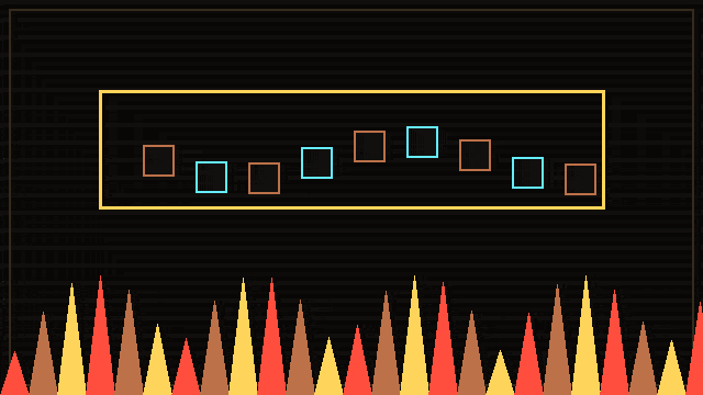 Fuego pixel animado con marcos retro y colores cálidos