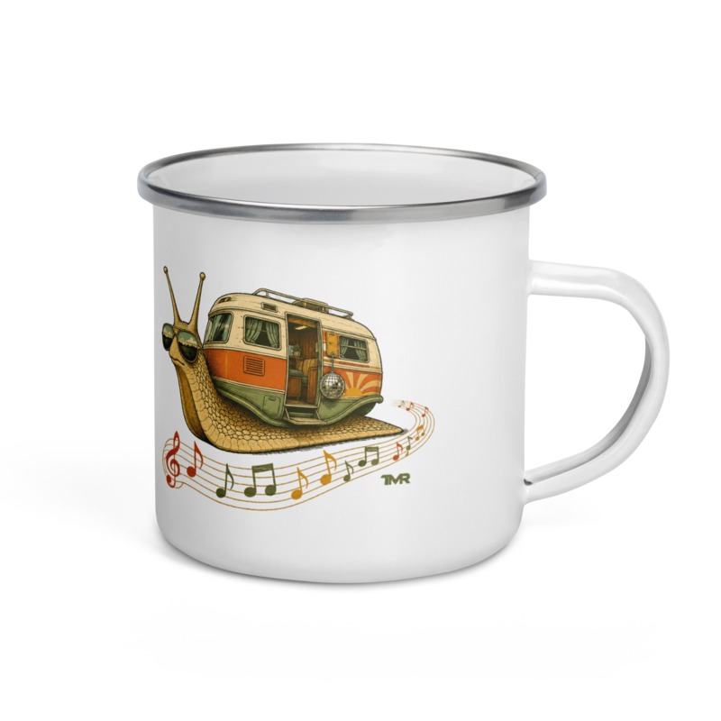 TMR · Furgo caracol — Taza esmaltada 12 oz 5 TMR · Furgo caracol — Taza esmaltada 12 oz — vista del diseño impreso