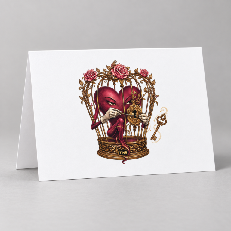 Escapist Heart — Greeting Card 5×7 · presentación del diseño TMR