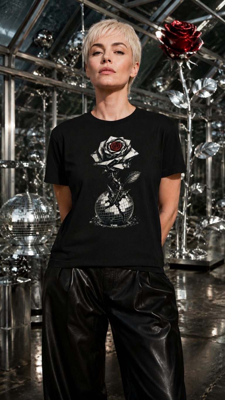 TMR · Flor blindada — Camiseta de TMR by Tamar Melián en una escena editorial