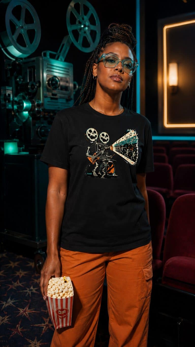 TMR · Cine de medianoche — Camiseta de TMR by Tamar Melián en una escena editorial