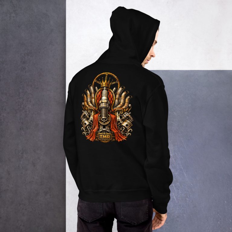 TMR · Desguace sagrado — Sudadera · presentación del diseño TMR