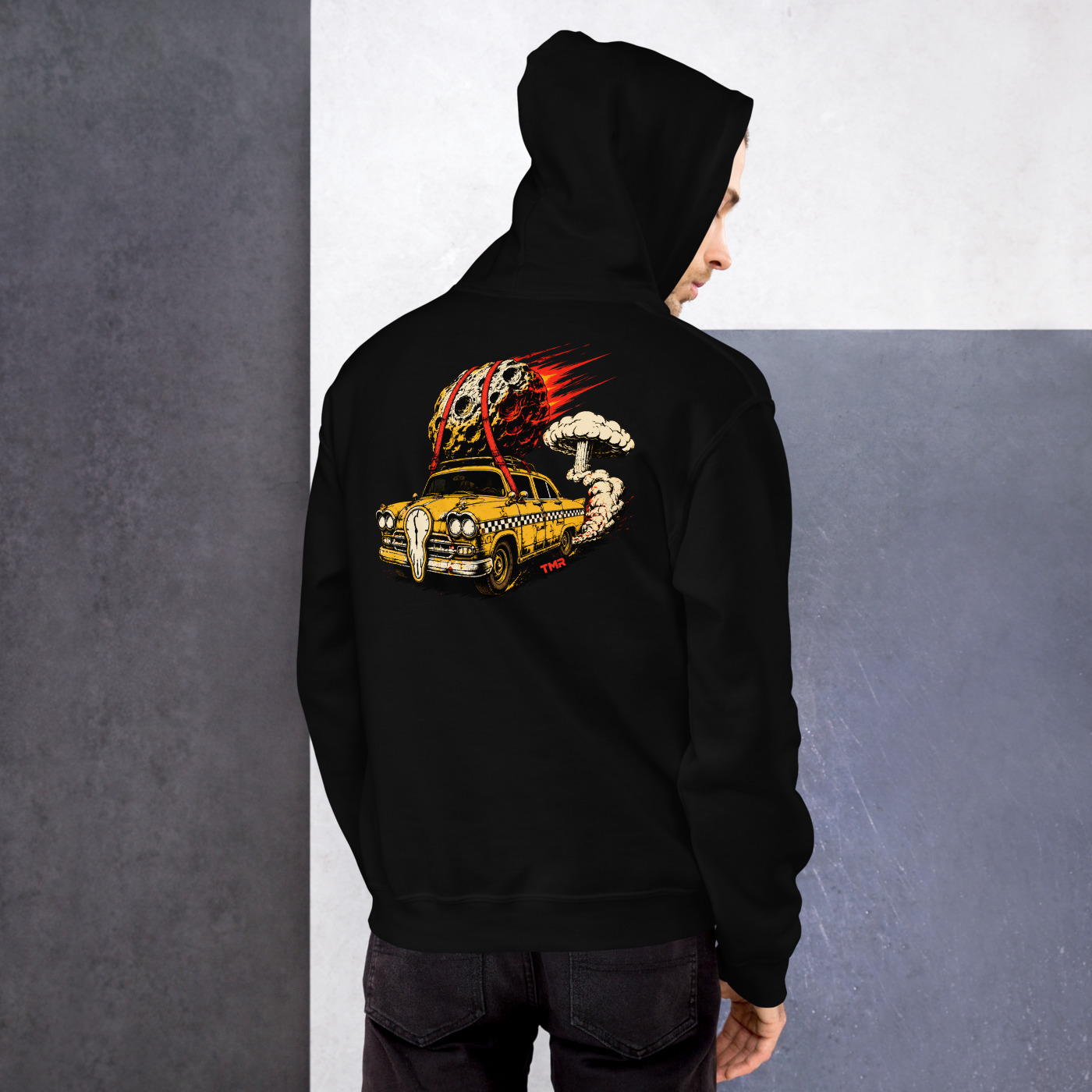 TMR · Taxi del apocalipsis — Sudadera 1 TMR · Taxi del apocalipsis — Sudadera — mockup de portada