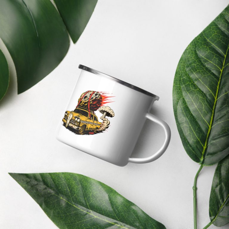 TMR · Taxi del apocalipsis — Taza esmaltada 12 oz