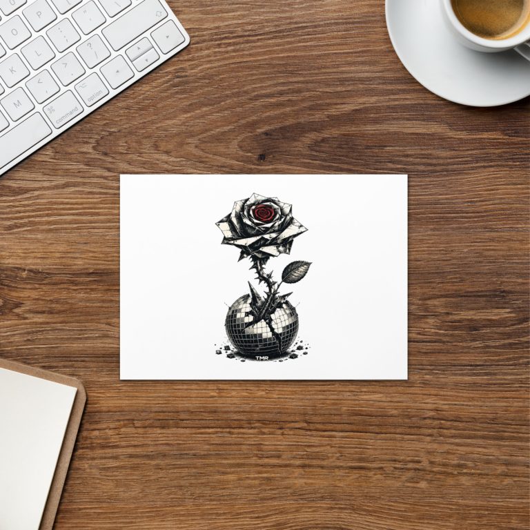 TMR · Flor blindada — Tarjeta con sobre 5 × 7