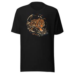 Vista frontal de TMR · Tigre radiocasete — Camiseta Classic, maqueta de Printful