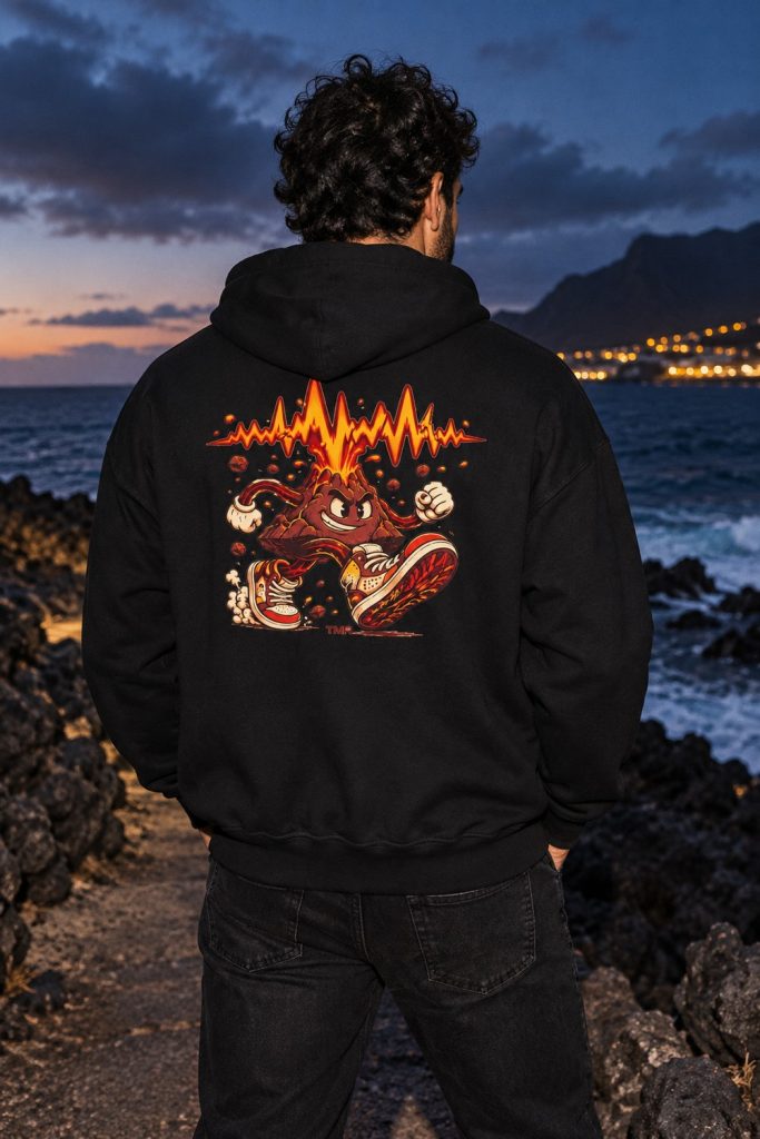 Volcán en zapatillas — Sudadera · presentación del diseño TMR