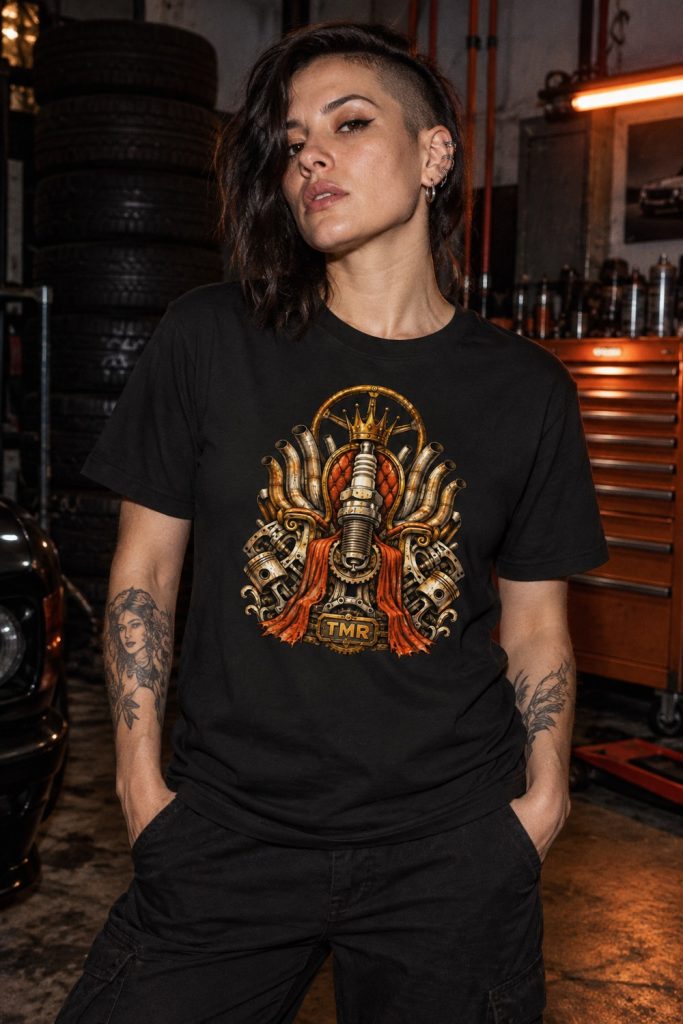 Desguace sagrado — Camiseta · presentación del diseño TMR