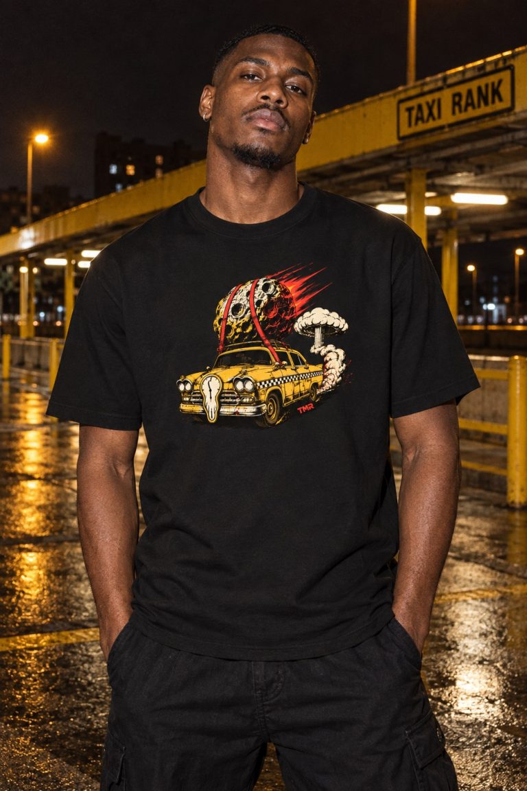 TMR · Taxi del apocalipsis — Camiseta — fotografía editorial de producto TMR