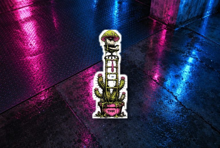 Ascenso tóxico — Imán troquelado 4 pulgadas · presentación del diseño TMR