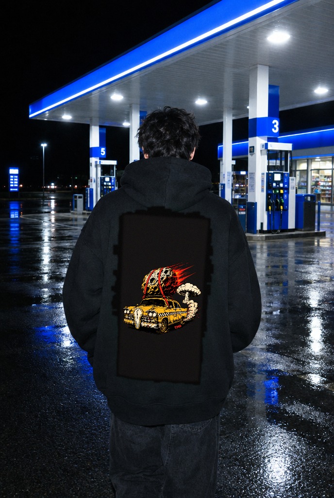 Taxi del apocalipsis — Sudadera · presentación del diseño TMR